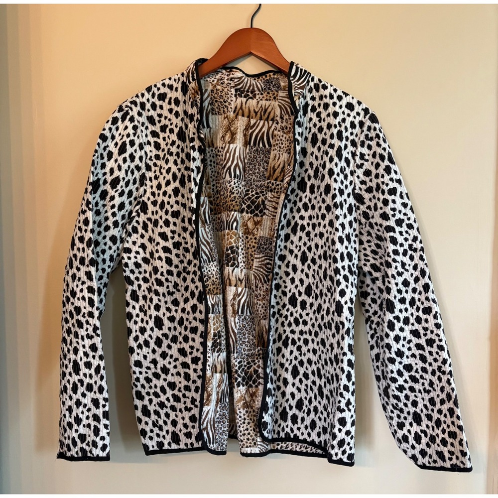 Vintage Animal Print Reversible Lightweight Jacket. Women size Large.